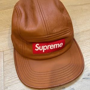 Supreme leather baseball cap